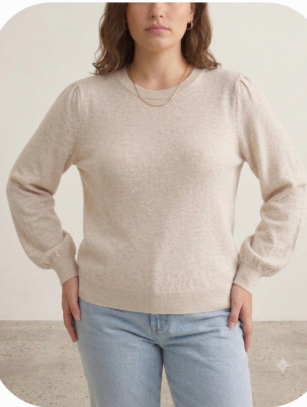 Crew Cream Cotton Cashmere Knit Pullover Sweater Size- M
